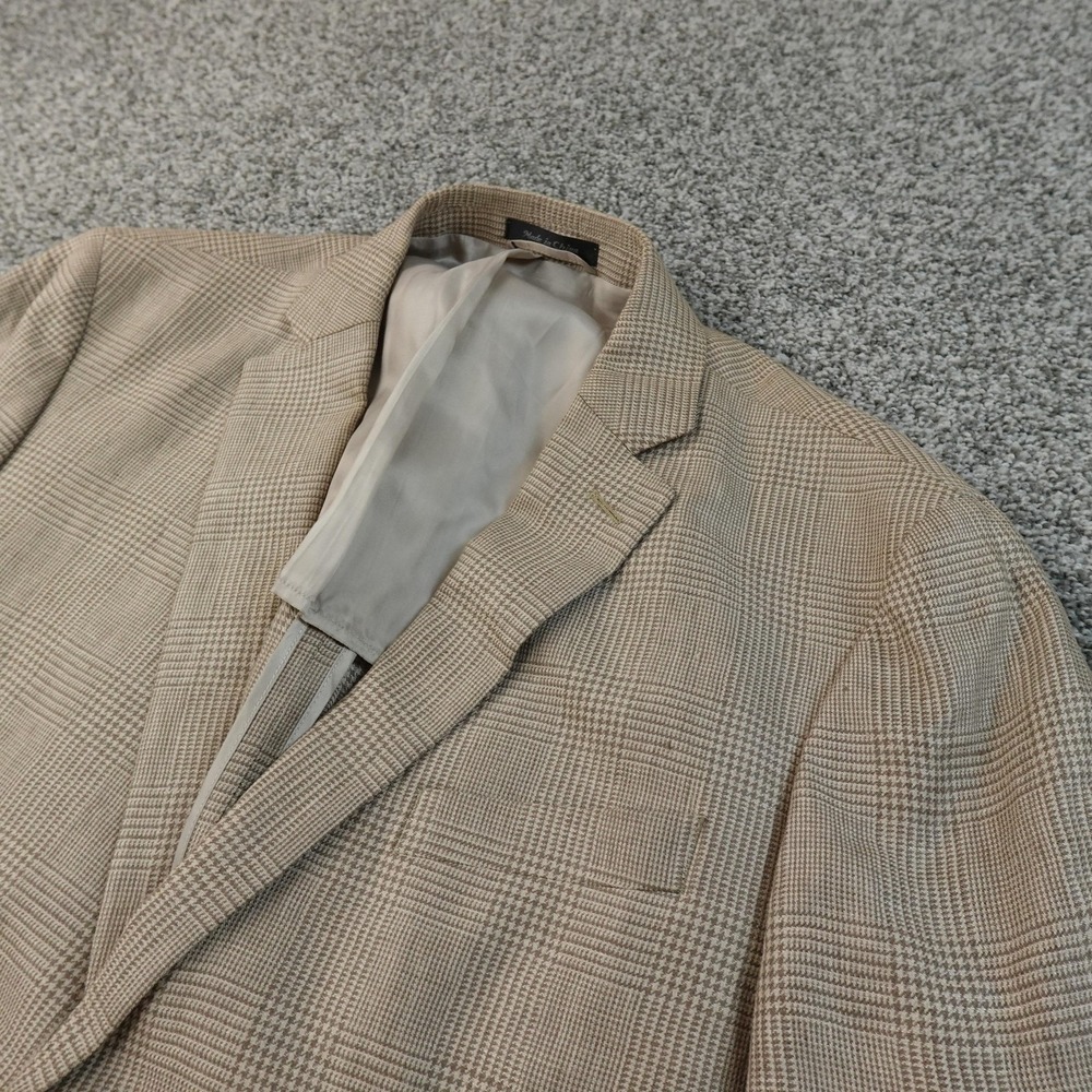 Ralph Lauren Blazer Mens 43R Beige Linen Glen Houndstooth Sport Coat Suit Jacket
